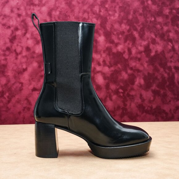 Allsaints Women Lottie Patent Leather Dress Chelsea Mid Calf Boots sz 9US EUR39 - Picture 4 of 9